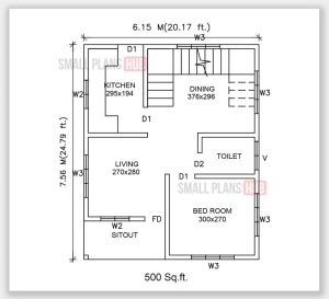 1000 Sq.ft 3 Bedroom Double Floor Plan and Ground Floor Plan